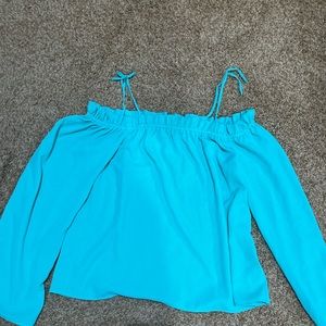 Charming Charlie off the shoulder blouse in blue size small LIKE NEW